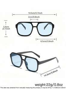 1PC Women's Aviator Oversized Fashion Glasses, Double Bridge Design High Quality Lightweight Portable Durable Personalized Versatile , Great For Daily Outdoor Commuting Travel Outfits, With Glasses Box - Multicolor - View 9