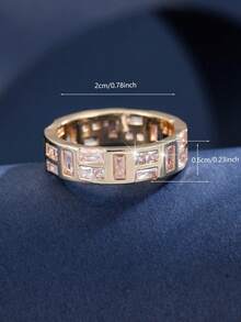 1pc Luxury Elegant Square Hollow Zirconia Inlaid Ring For Women, Daily Anniversary Gift - Ring - View 4