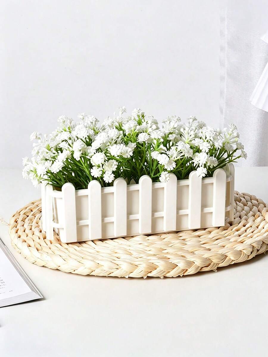 White Fence-Style Plastic Planter - Rectangular Succulent And Herb Planting Box | Indoor/Outdoor Garden Decor | Home Balcony Plant Container - Multicolor - View 1