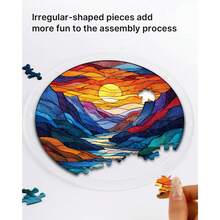 Acrylic Puzzles Suncatcher Window Hanging, 83 Pieces 7.4 Inch Sun Catcher Acrylic Puzzles Garden Decoration For Women Men Mom Birthday Gift Home Decor (Dawn Flower) - 月光下的河景 - 查看 5
