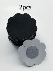 120/10/2pcs Disposable Women's Invisible Nipple Covers, Seamless Breast Stickers, Suitable For Backless Outfits, Breathable Non-Woven Material, Nude And Black Available, Daily Essential - Black - View 12