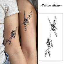 1 pieza Pegatina de tatuaje de hada realista de PVC resistente al agua y anti-roce, adecuada para uso diario - Gris - Ver 1