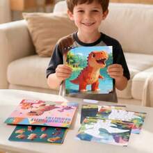 Geometric Cute 3D Collage Art Children 8-In-1 Theme Sticker Puzzle Ocean/Dinosaur/Traffic/Animal/Fruit/Fairy Tale Multi-Theme Educational Enlightenment Handmade Toy Boys Girls Tabletop Game - 彩色 - 查看 7