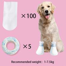 100只加厚狗狗一次性鞋套，防水防污防滑，适合小型犬，如贵宾犬、泰迪熊等，雨天穿着。 - 白色 - 查看 11