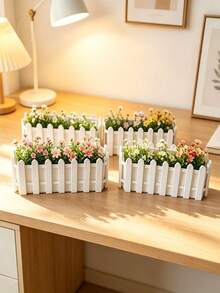 White Fence-Style Plastic Planter - Rectangular Succulent And Herb Planting Box | Indoor/Outdoor Garden Decor | Home Balcony Plant Container - Multicolor - View 8