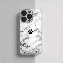 24-Stunden-Versand aus Deutschland |   Cloud Stone Cute Paw Fun Style Electroplated Silver Tempered Glass Case mit Camera Protection & Shockproof – kompatibel mit Apple  11/12/13/14/15/16/17 Pro Max/Plus/SE/Air – Perfektes Geschenk – für Samsung Galaxy S21/S22/S23/S24/S25 Ultra - 1 Stück Bildfarbe - Übersicht 2