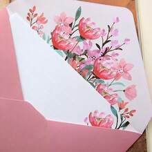 Schreibpapier und Umschläge Set, warmes Blumenmotiv Schreibwaren Set für Hochzeitseinladungen und Wünsche, liniertes Schreibpapier mit Umschlägen - Übersicht 5