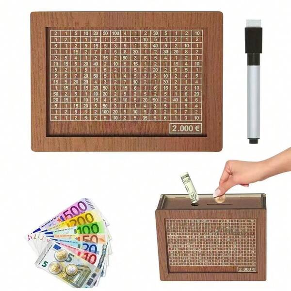 1個帶數位計數器和投幣口的存錢筒，$2000-$10000 儲蓄挑戰存錢罐，成人用錢罐，現金儲蓄罐，完美的節日禮物，家居裝飾