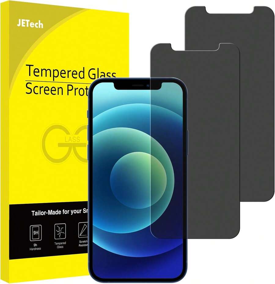 JETech Privacy Screen Protector For IPhone 12 Pro 6-Inch, Tempered Glass Screen Protector, Anti-Scratch, 2 Units ZJHO - IPhone 12 Mini - View 1