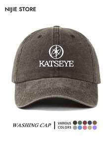 1件 Katseye 主題印花水洗復古棒球帽，防曬時尚帽，可調節尺寸多功能女款帽子，適合日常出遊、女生聚會、音樂節、動漫展、旅行、戶外運動、街頭穿搭 - A - 查看 10