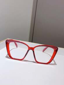 3pcs/1pc Women's Solid Color Casual Style TR Material Cat-Eye Oversized Transparent Glasses, Suitable For All Seasons - Transparent - View 11