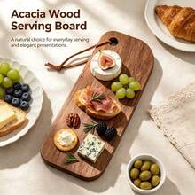 1 pieza Plato de madera para cena, Bandeja de madera multifuncional, Apta para aperitivos, postres, queso y fruta, Accesorio de cocina decorativo lavable, Apta para todas las estaciones, Ideal para uso diario en el hogar - Ver 8