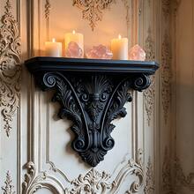 Vintage gotisk reliefväggshylla, krämvit väggdekoration, mörk stil väggförvaringsställ, vägghylla, figurin- & aromaterapiljusstativ, rokokosnidad design - Multifärgad - Visa 4