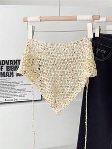 1件復古鉤編三角頭巾女款針織帽，辣妹風，甜美可愛藝術感手工鉤編頭帶/腰帶雙用百搭 - A - 查看 15