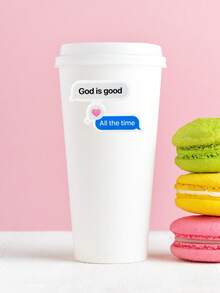 1PC "God Is Good All The Time" Christian Sticker, Text Bubble Faith Decal For Bible Journaling, Aesthetic Inspirational Scripture Sticker For Water Bottle, Religious Gift For Girl & Teens - Multicolor - View 4