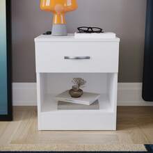 Home Discount Vida Designs Riano 1 Drawer Bedside Chest Cabinet Table Nightstand Coffee Sock Drawers Storage Organisation Display - White - White - View 2