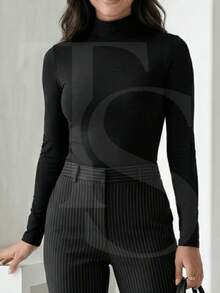 CACHARREL Suplex Bodysuit Second Skin Long Sleeve High Neck - 黑色的 - 查看 6