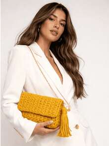 Women's Crochet Party Bag - Lime Green - View 3