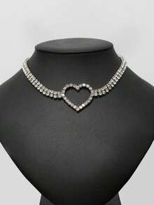 1 Stück sexy funkelndes Strass-Halsband Choker, Braut-Hochzeits-Bankett-Kleid Damen-Schmuck-Accessoire - Silber - Übersicht 2