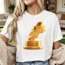Vintage T-Shirt With  Gold Trophy Graphic - 白色 7 - 查看 1