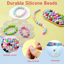 120顆 12/15mm 矽膠珠，隨機混色 - DIY 手工套件，適用於項鍊、手鍊、鑰匙圈、手機吊飾等 - 彩色 - 查看 6