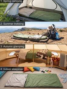 This Comfortable, Lightweight, And Portable Zippered Sleeping Bag Is Foldable And Easy To Carry; It Is Essential Camping Gear For Backpackers And Hiking Enthusiasts, Perfect For Outdoor Activities In Summer. - Multicolor - View 3