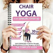 30-Day Chair Yoga Practice Tracker - English Edition, Simple Pose Illustrations + Meal Plan Log, Suitable For Experienced Yoga Practitioners, 30-Day Chair Yoga Guide: Weight Loss, Muscle Gain, Flexibility Improvement, 33 Pages - Multicolor - View 1