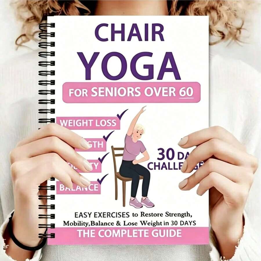 30-Day Chair Yoga Practice Tracker - English Edition, Simple Pose Illustrations + Meal Plan Log, Suitable For Experienced Yoga Practitioners, 30-Day Chair Yoga Guide: Weight Loss, Muscle Gain, Flexibility Improvement, 33 Pages - Multicolor - View 1
