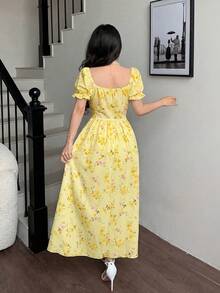 Elegant Long-Sleeved Dress With A Lace Collar And Fitted Hem, Featuring A Charming And Romantic Floral And Lace Design, Ideal For Holidays, Women's Dress - 彩色 - 查看 2