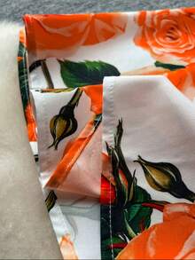 Elegant Women's Floral Print Dress With Short Sleeves, Lapel Collar, And Fitted Waist - Romantic Rose Design, Perfect For Spring Outings, Garden Parties, And Casual Events | Garden Party Dress | Floral Print Dress | Stylish Dress - 象牙白色 - 查看 6