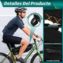 Bolsa de tubo superior para bicicleta, 3L Bolsa Triangular Impermeable para Cuadro de Bicicleta, Bolsa para el Marco de la Bicicleta, con bolsillos laterales, Accesorios para Bicicleta de Montaa - Negro - Ver 2