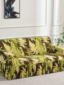 1pc Printed Hem Style Full Coverage Elastic Sofa Cover, Dustproof And Stain Resistant, Elastic Integrated Full Coverage Sofa Protector, Living Room Home Decor, Machine Washable - Green - View 2