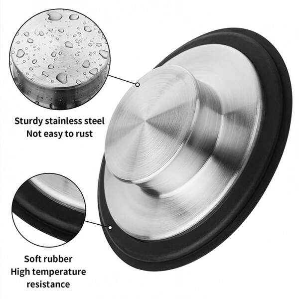 Kitchen Sink Drain Stopper, Stainless Steel Garbage Disposal Plug, 3.34 Inch Drain Stopper, Fits 3-1/2 Inch Standard Kitchen Sink Size.