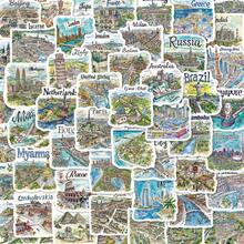 50 Hand Drawn Travel Maps, Exquisite And Interesting Stickers For Decorating Laptops, Phone Cases, Cartoon Creative Stickers - Multicolor - View 9