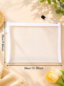 1 pezzo/3 pezzi/9 pezzi/15 pezzi Quantità e dimensione opzionali Giocattolo educativo a blocchi da costruzione Borsa organizer in rete con cerniera Borsa portaoggetti cosmetici - Bianco - Visualizzare 9