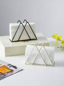 1pc Triangle Metal Napkin Holder, Desktop Tissue Dispenser, Minimalist Triangle Tabletop Decor Napkin Holder, Kitchen Paper Towel Storage Rack, Holiday Decor Napkin Holder - Multicolor - View 7