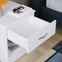 Home Discount Vida Designs Riano 1 Drawer Bedside Chest Cabinet Table Nightstand Coffee Sock Drawers Storage Organisation Display - White - White - View 7