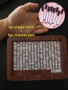 [Savings Plan] Wooden Piggy Bank With Digital Coin Counter - Non-Waterproof Cash For Achieving Financial Goals And Storing Coins; Challenging Wooden Money Box With Password Lock And Digital Display - Cash, Savings Goal System - Multicolor - View 14