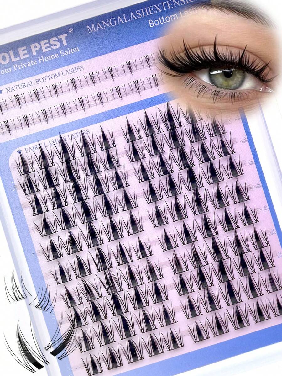 124 Pezzi ciglie Individuali Stile Manga, ciglie Inferiori+ciglie Individuali Naturali Fairy Lash, ciglie Appuntite Anime 8-18mm Per Estensioni ciglie Effetto Bagnato, Stile Manga Giapponese, ciglie Delicate, Festival Musicali, Feste, Club - C - Visualizzare 1