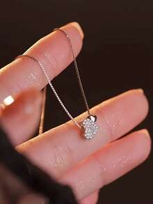 1pc S925 Sterling Silver Double Heart Pendant Necklace, Inlaid With Sparkling Synthetic Zirconia, Sweet And Cute Heart Design, Perfect For Birthday, Back To School, Valentine's Day Gift And Spring/Summer Collection - Love - View 11