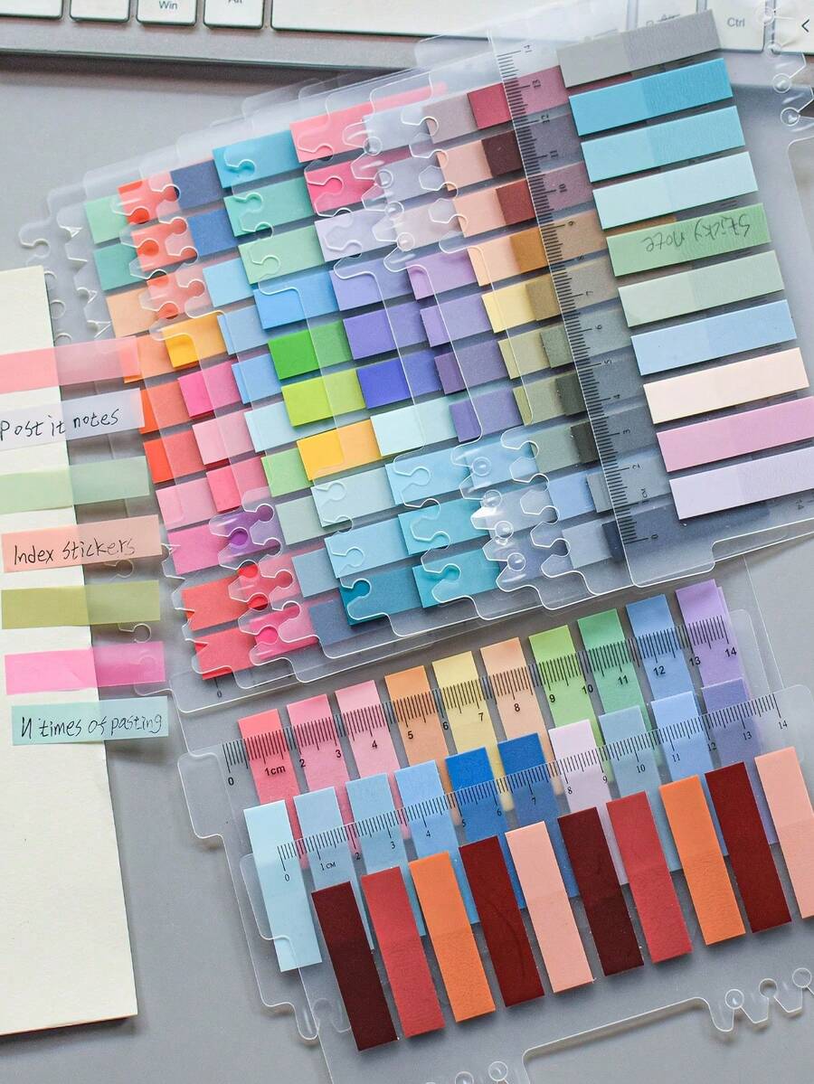 2400/1600/1200/800 buah Tab Indeks Fluorescent Transparan Berwarna-warni dengan Penggaris, Penanda Halaman Perekat yang Dapat Ditulis, Cocok untuk Pelajar, Remaja, Buku Catatan, Buku, Buku Harian, Persiapan Sekolah, Pengorganisasian Kantor, Perlengkapan Sekolah dan Kantor - beraneka warna - View 1