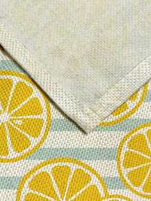 1pc Lemon Pattern Printed Table Runner, 4pcs Lemon Pattern Printed Placemats, Suitable For Holiday, Party, Birthday, Dinner, Kitchen Restaurant Table Decoration, All Seasons Room Decor, Home Textile Decoration Table Runner - Multicolor - View 3