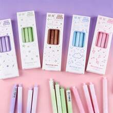 4pcs/Box Gradient INS Style Twist Gel Pens, High-Value Student Exam Practice Pens, Rotating Tip 0.5mm, Minimalist Black Ink - A - View 6