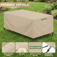 Outdoor Patio Furniture Cover, 88"X58"X27" Waterproof 420D Oxford Fabric Protector For Dining Table & Chairs, Rectangle Chaise Lounge, Sectional Sofa, Anti-UV All-Season Garden Furniture Cover With Bottom Drawstring For Shade & Rain - Apricot - View 2