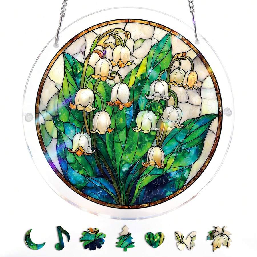Acrylic Puzzles Suncatcher Window Hanging, 83 Pieces 7.4 Inch Sun Catcher Acrylic Puzzles Garden Decoration For Women Men Mom Birthday Gift Home Decor (Dawn Flower) - 秘密百合谷 - 查看 1