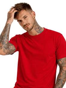Men's Basic Casual Plain T-Shirt In Premium Combed Cotton, Sizes S To XL - Red - View 6