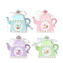 12-Piece Retro Teapot-Shaped Floral Gift Box Set (With Ribbon) - Requires Assembly; Paper Gift Packaging; Can Be Used As A Versatile Table Decoration - Multicolor - View 9