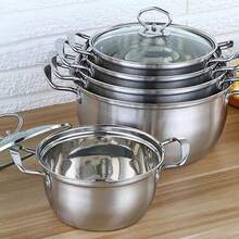 11PCS Induction Non Stick Stainless Steel Cookware Cooking Pot Pan With Lids Set - View 7
