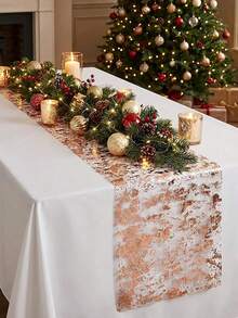 1pc Rose Gold Mesh Table Runner 28cm*5m/28cm*10m/28cm*15m/28cm*30m Shiny Rectangular Table Runner Roll Decor, Suitable For Wedding Party, Birthday And Other Occasions DIY Home Decoration Wedding Atmosphere Table Runner - Rose Gold - View 2