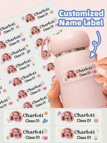 3-240pcs Personalized Photo & Name Stickers, Customized Back To School Labels For Backpacks And Water Bottles - Multicolor - View 1